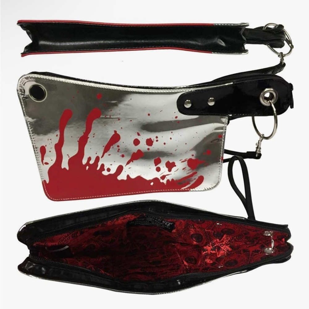 Silver and Red Cleaver Clutch - Picture 3 of 3
